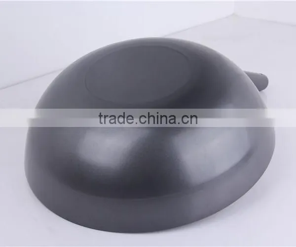 Black Flat Bottom Signle Handle Coating Carbon Steel Cooking Wok photo-3