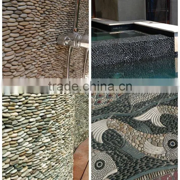 Polished Shiny Ivory Washed River Stone Red Pebble Stone Floor photo-3