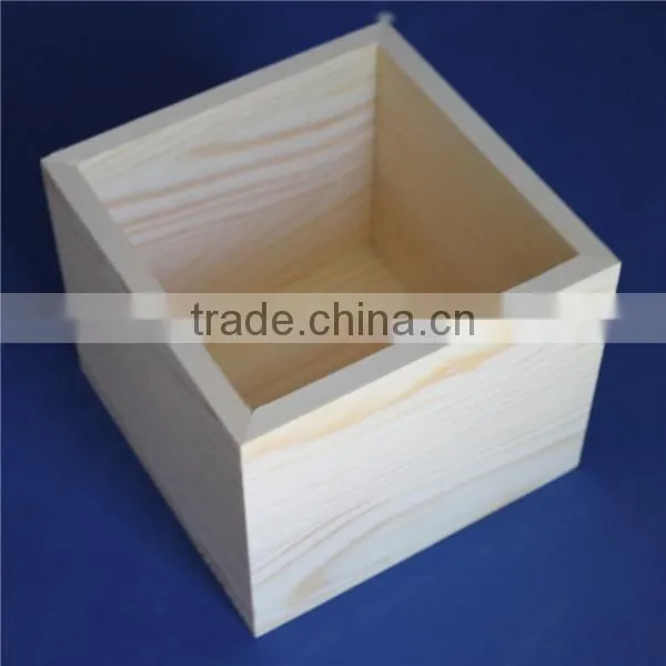 2015 Simple New Square Unifnished Pine Wooden Pen Pot photo-3