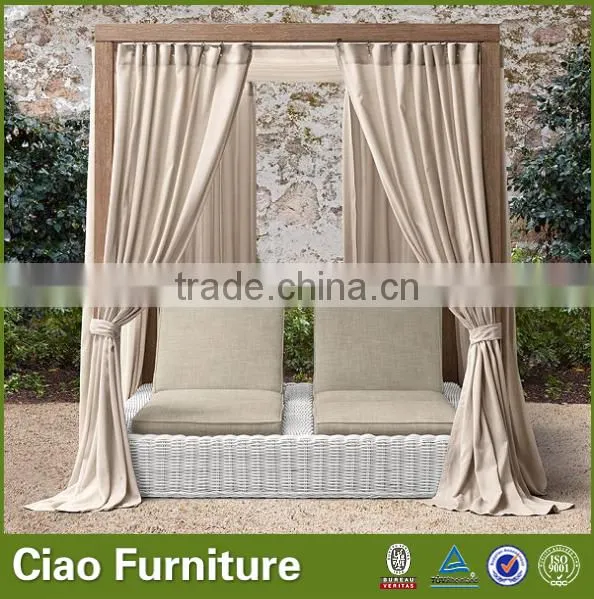 Outdoor Garden Seaside Sunbed Double Lounge Day Bed With Curtain photo-2