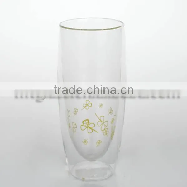 Clear Dubble Wall Wine Drinking Glass Beer Glass Tall Cup With Logo photo-5
