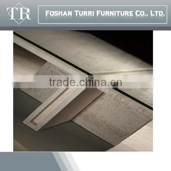 Modern Nature Travertine Marble Living Room Side Table With Glass Top photo-5