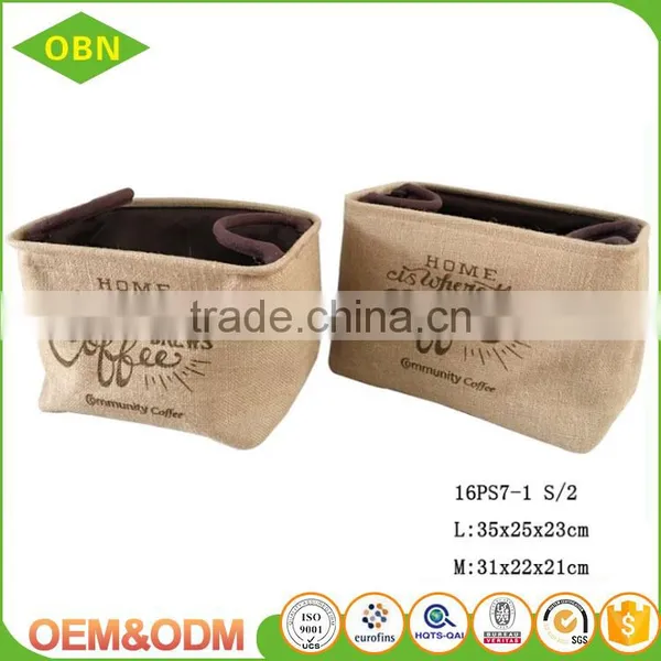 Wholesale China Cheap Household Sets 2 Decorative Corner Woven Jute Toy Storage Basket photo-2