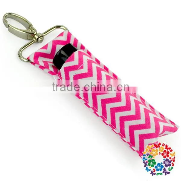 Cotton Light Pink Chevron Lipstick Holder Cheap Customized Key Chain photo-4