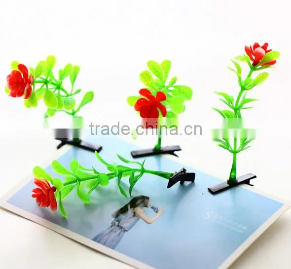 Wholesale Fashion Green Head Plants Grass Bean Sprout Flower Hairpin photo-3