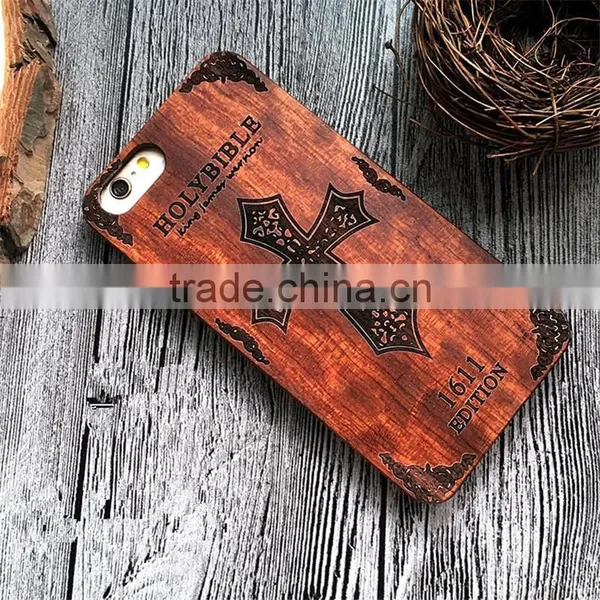 Classical Chinese 2017 Newest Design PC Sticked With Wood Cartoon Carving Cell Phone Case for Iphone photo-5