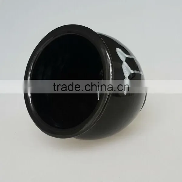 Ceramic Black Hand Painted Korean Kimchi Pot photo-2