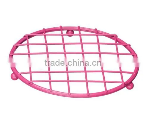 Hot Pink Powder Coating Stylish Iron Metal Fruit Basket Hanger Holders Racks for Kitchen Organizer Storage photo-2