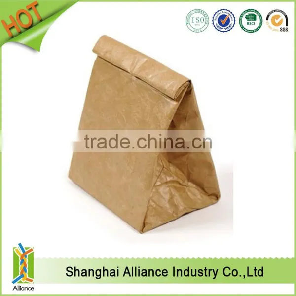 Portable Folding Washable Brown Tyvek Paper Insulated Lunch Cooler Bag for Office photo-2