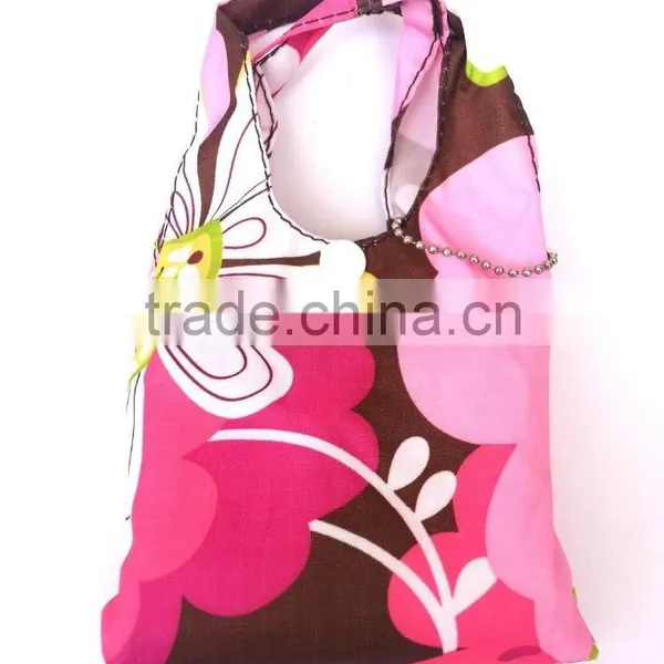 Wholesale Reusable Foldable Portable Folding Tote Shoulder Shopping Bag With Small Pouch photo-3