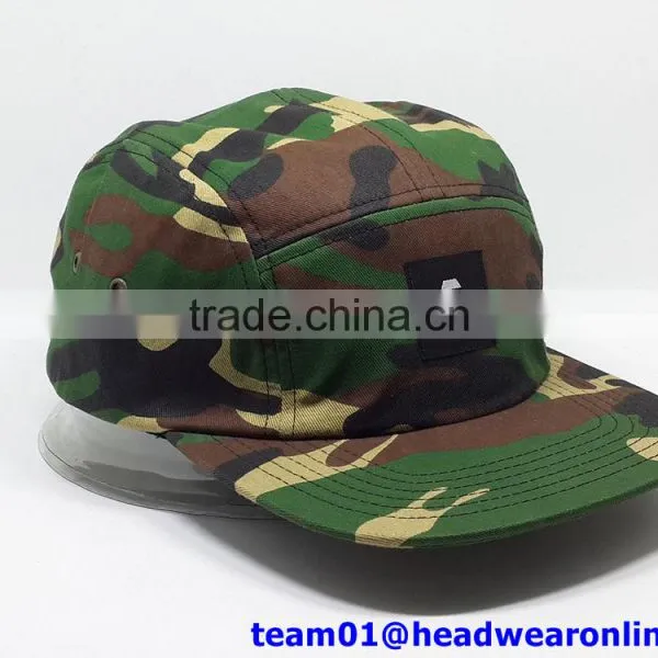 Custom Pattern Printed 5 Panel Hat With Leather Patch photo-3