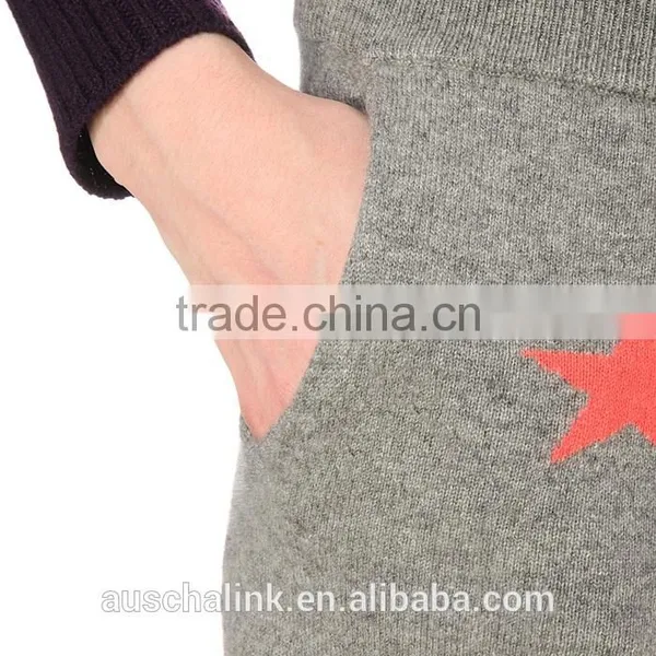 High Quality Ladies Star Print Designs Sport Cashmere Trousers photo-5