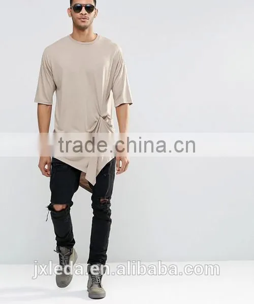 2016 Popular Men Extreme Longline Crewneck Blank T-shirt Custom photo-4