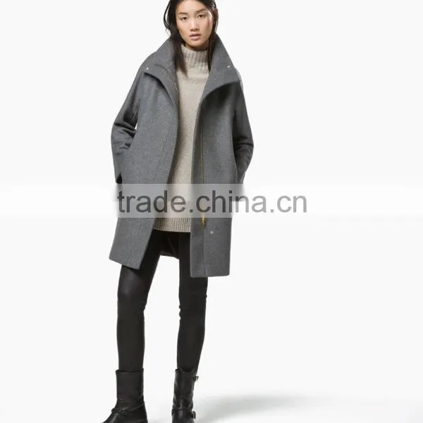 Grey Color Stylish Design Lady Coat photo-3