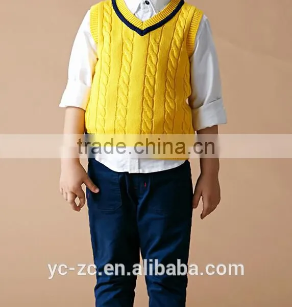 Boys Sleeveless Sweater Kids Plain Pullover
