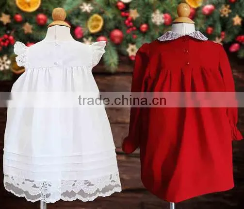 White Pinafore Classic Red Christmas Children Clothing Sets 3 Year Old Girl Dress photo-3