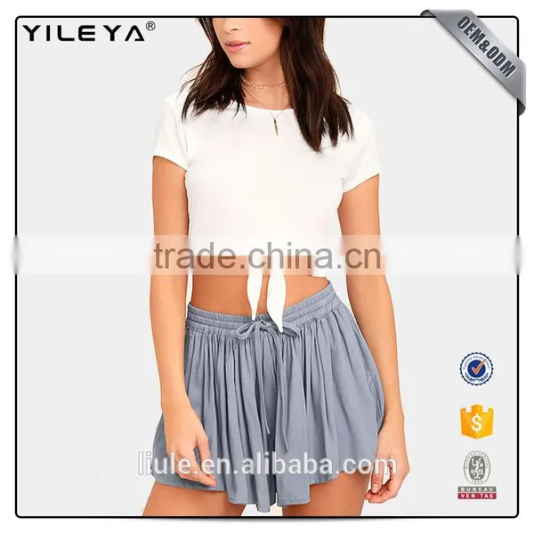 Elegant Blue Loose Style Soft Women Shorts With String photo-2