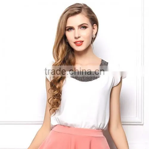 Chiffon Short Sleeve Blouses Woman Blouses and Tops photo-2