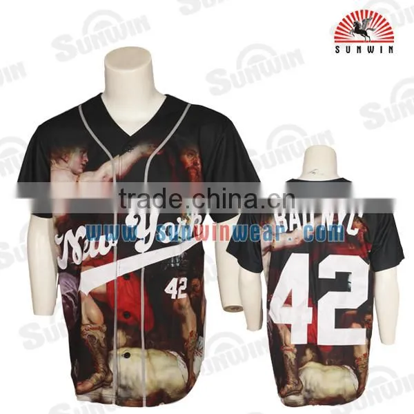 SUNWIN Dri Fit 100% Polyester Sublimated Blank Custom Softball / Baseball Jersey photo-6