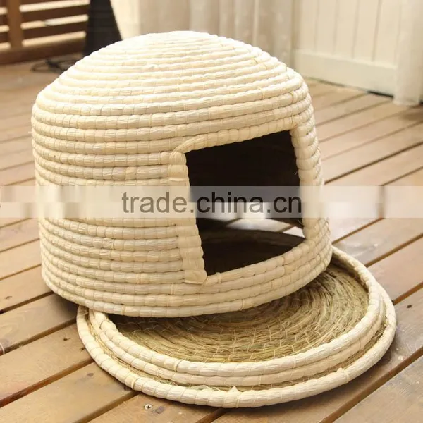 R1906H Straw Products For Pet Lgloo Wicker Cat Bed Pet Carrier Basket House photo-4