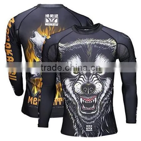 Wholesale Custom Sublimated Lycra Long Sleeve BJJ Rash Guard photo-4