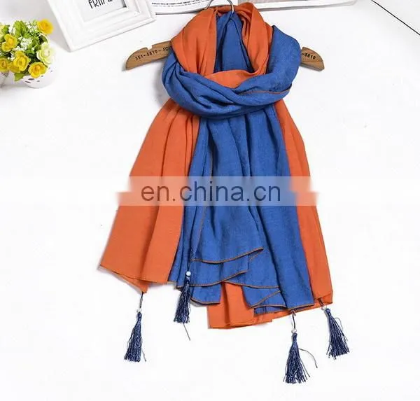 Cotton Candy Color Tassels Scarf Cotton Fringe Solid Scarves Female Fashion Accesseries photo-2