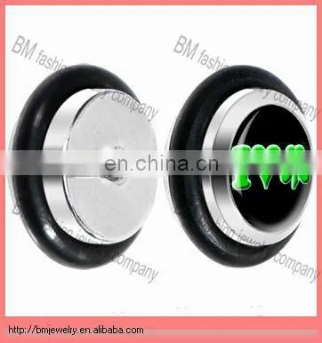 Fashion Logo Stainless Steel Fake Plug Earring Body Jewelry