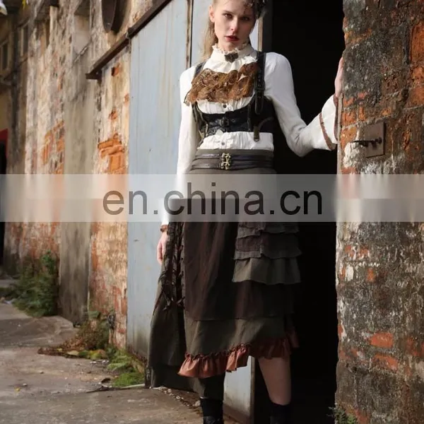 Steampunk Short Front Long Back Skirt With a Pocket photo-4