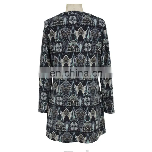 2017 Bysance Print Brushed Zipper Front Old Women Tunic Guangzhou Supplier photo-2
