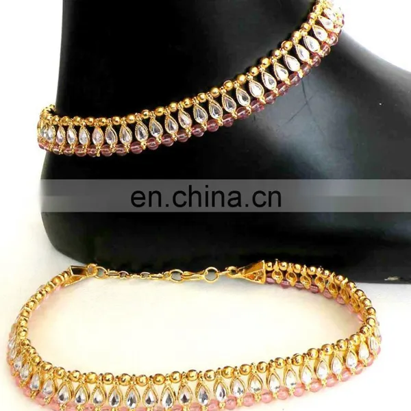 Design Kundan Anklets-2015 Fancy Anklet-Wholesale Indian Gold Plated Anklet-online Buy Lot Kundan Anklet / Payal photo-2