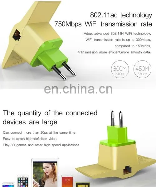 EU Plug Charger,Phone Charger,USB Charger,WiFi Repeater,WiFi Signal Booster 2.4GHz 5.0GHz 750Mbps photo-5