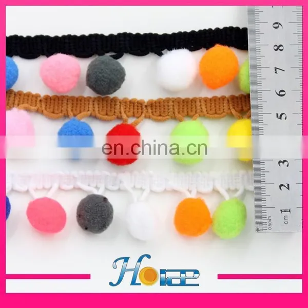 Hea188 Crochet Colorful Cotton Lace Trim Pom Pom Lace Trim for Garment photo-3