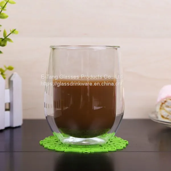 Heat Resistant High Borosilicate Clear Egg Shape Double Layer Glass Coffee Cup With Lid for Tea and Coffee Drinking photo-2