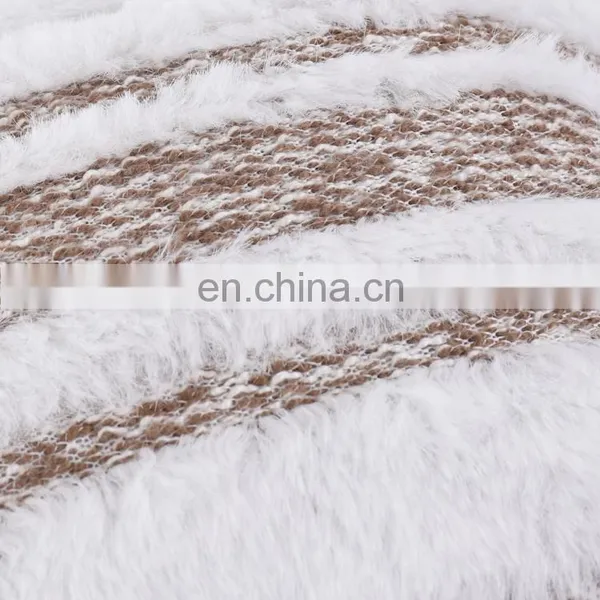 New Design Fashion Faux Fur Striped Jacquard Cushion Cover Deco photo-3