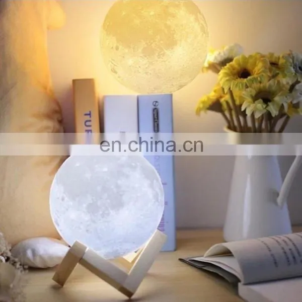 2020 Latest Hot Creative Gift 3d Led Night Light 3 Colors Touch Control Charge 3d Moon Lamp 20cm photo-5