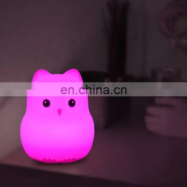 Children Cartoon Cute 3D Owl Shape Silicone Lamp Baby Colorful Sleeping Lighting Touch Night Light for Kids photo-4