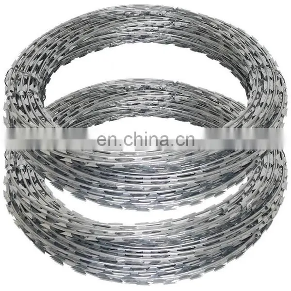 BTO-22 Galvanized Razor Wire Coils Iron Wire Cross Razor With Loops Dia 600 Mm 3 Clips/5 Clips or Without Clips 450mm 50-300g/m2 photo-5