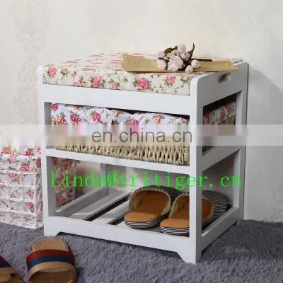 Wooden Shoe Storage Bench Stools Chest Cabinet With Cushions Seat Ottomans photo-4