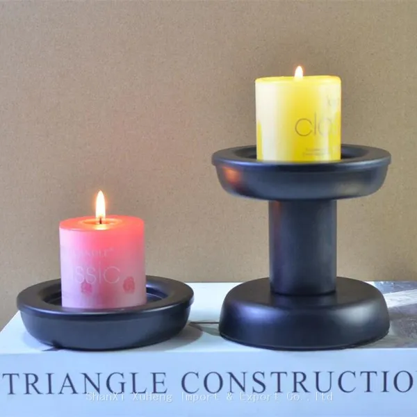 Wholesale Black Column Candle Holder Metal Candlestick Matte Black Candle Holder Home Decorations photo-4