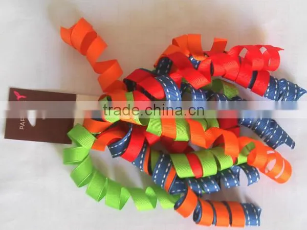 Christmas Printed Grosgrain Curly Ribbon, Fabric Present Bow, Woven Gift Wrapping Curling Ribbon Bow for Everyday Decorate photo-3