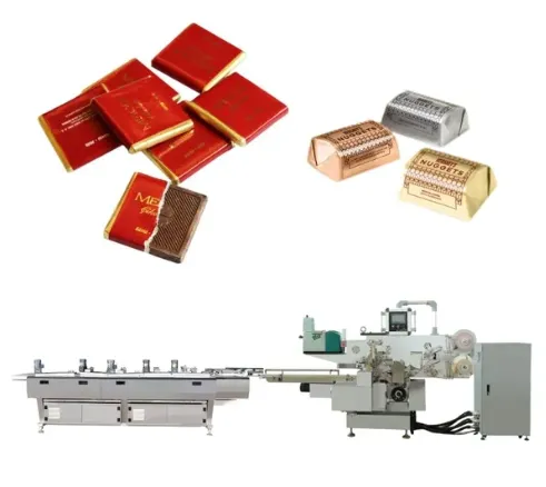 Single or Double Aluminum Packaging Paper Fold Packing Machine for Candy Chocolate Wafer Coated Food