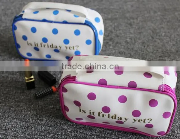 Dot Printing Cosmetic Bag Makeup Cases Clutch Patent Makeup Beauty Bags Cosmetic Pouch photo-2