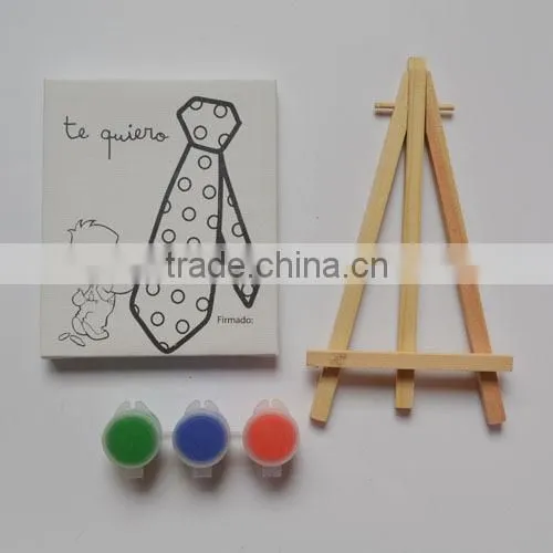 Wooden Mini Easel and Canvas for Kids Painting
