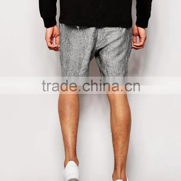 Slim Fit Smart Bermuda Shorts In 100% Linen Clothing photo-2