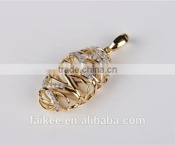 2015 New Design Fashion Jewelry 18K Rose Gold Diamond Leaf Pendants Micro Set photo-4