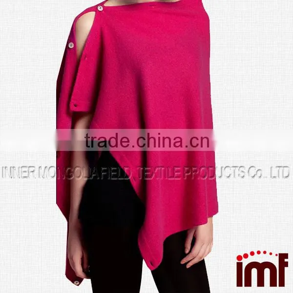 Boho Bolero Scarf Modern Cape Knit Women Poncho With Buttons Winter Wrap photo-4