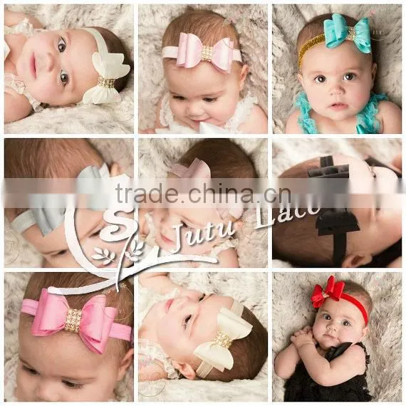 7cm Large Satin Rhinestone Hair Bow, Handmade Baby Garment Collar Accessories photo-3