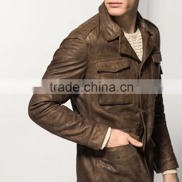 Pakistan Stips on Sleeves Leather Jacket photo-2