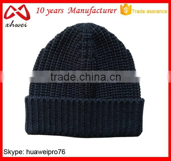 Blank for Logo Design Warm Men's Knit Slouch Hat Custom Knit Acrylic Beanie photo-3