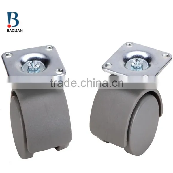 2015 Discount Low Profile 1.5-inch Grey Heavy-duty Nylon Plastic Plate Double Swivel Casters for Suitcase photo-4